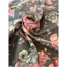 Поплин (ранфорс) пудра принт на сером Нет бренда