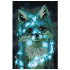 Картина по номерам на холсте на подрамнике ЖПН "Лисенок и гирлянда", Раскраска 40x60 см, Абстракция Животные Стили