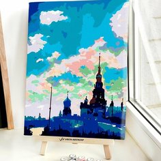 Картина по номерам, холст на подрамнике - Москва в стиле Макото Синкая RED Panda