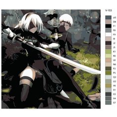 Картина по номерам V-153 "Игра Nier Automata. 2B и 9S" 80х80 Brushes Paints