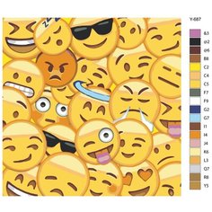 Картина по номерам Y-687 "Смайлики эмодзи" 80x80 Brushes Paints
