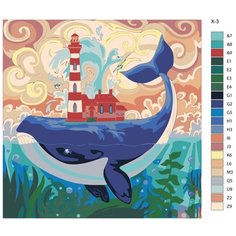 Картина по номерам X-3 "Подводный мир. Маяк на ките" 70x70 Brushes Paints