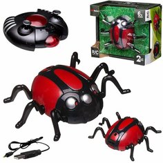 Интерактивная игрушка JUNFA Жук р/у красный, ползает по стенам WD-11129/красный