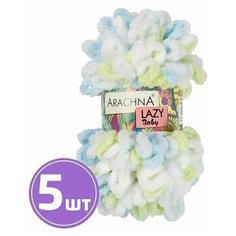 Пряжа для вязания руками Arachna BABY LAZY фантазийная толстая, 100% микрополиэстер цвет 06 мультиколор, 5 шт. по 100 г 8,5 м