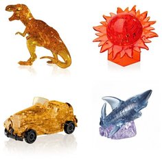Игрушки мальчику 3д пазл комплект подарочный 4 пазла Идеи подарков классу 8 марта Динозавр, Шар Солнце, Машина, Акула Iq Toy