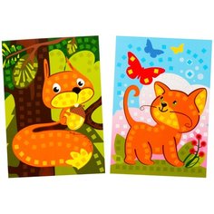 Аппликация из мягкого пластика 2в 1 Lori "Белочка" и "Котенок", 14,8*21см