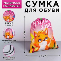 Сумка для обуви "Учусь на 5", полиэстер, размер 41х31 см Art Fox