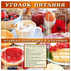 Уголок питания 900х900 мм с карманами А4 Палитра