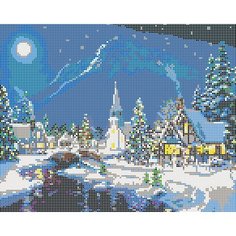 Алмазная мозаика картина Зимняя ночь 35*43,5см Diamant