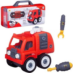 Машинка-конструктор Собери сам Пожарная машина, в чемоданчике Junfa Toys