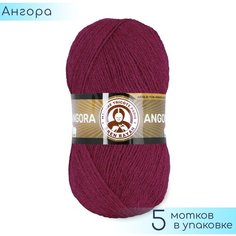 Пряжа Madame Tricote "Angora" №103 Брусничный, 80% акрил + 10% меринос + 10% мохер, 100гр. 550м. 5шт.