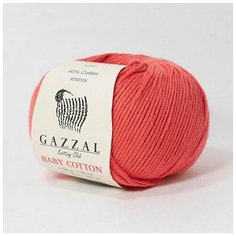Пряжа Gazzal Baby Cotton (Газзал Беби Коттон) - 1 моток Коралловый (3418) 60% хлопок, 40% акрил 165м/50г