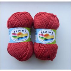 Пряжа Alpina Margo, 2 мотка по 50г по 75м, №18 красный, 100% мериносовая шерсть