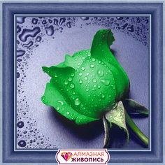 Алмазная мозаика Зеленая роза 22x24 см.