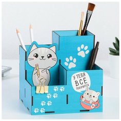 Органайзер для канцелярии «Котик», 15 х 15 х 15 см Нет бренда