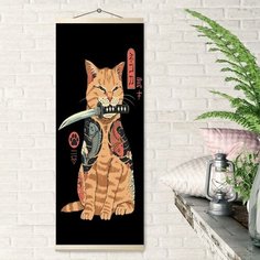 Molly Картина по номерам 35 × 88 см «Панно. Кот-самурай» 9 цветов