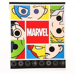 Тетрадь 48 листов в клетку, картонная обложка "Marvel", Мстители
