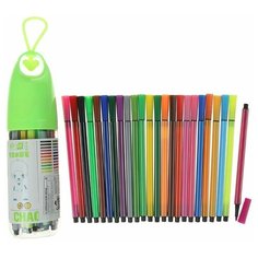 Фломастеры, 24 цвета, в пластиковом тубусе с ручкой, вентилируемый колпачок, микс