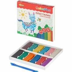 Пластилин 12 цветов №1 School ColorPics, 240г, со стеком