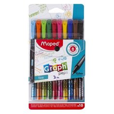 Набор капиллярных ручек (линеров) MAPED 10 "GraphPeps" ассорти трехгранные 0 4 мм, 2 шт