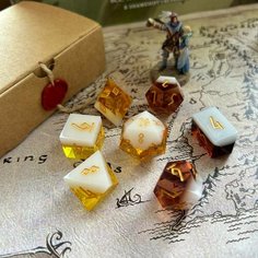 Дайсы ручной работы (игральные кости, кубики) для DnD, ДнД, Dungeons and Dragons, Pathfinder RPG (набор 7шт) Brew Master Fantasy Minis