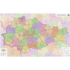 Настенная карта Курской области, 101x162 см (на самоклеющейся пленке) Отрок