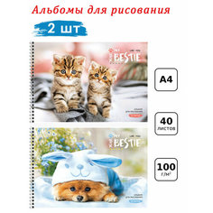 ArtSpace Альбом для рисования А4, 40 листов "Питомцы. Котята" (2 шт)