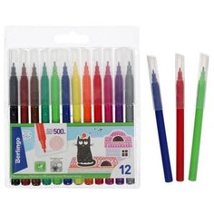 Фломастеры смываемые 12 цветов Жил-был кот, европодвес Berlingo