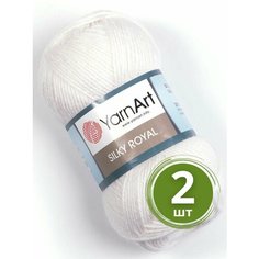 Пряжа YarnArt Silky Royal (ЯрнАрт Силк Роял) 2 мотка цвет 447, Белый, 35% шелковая вискоза, 65% мериносовая шерсть, 50г, 140 м