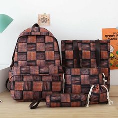 Рюкзак школьный для девочек / Ранец комплект 5 в 1 / Портфель в школу, дерево Нет бренда