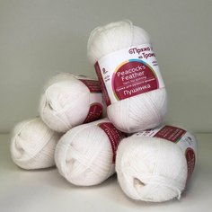 Пряжа из Троицка Пушинка, 50% козий пух 50% шерсть, цвет Белый (01), 50г/225м х 5 мотков Троицкая камвольная фабрика