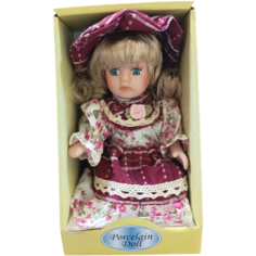 Кукла фарфоровая коллекционная 22см кукла из фарфора и текстиля красное платье Vi Ttovar