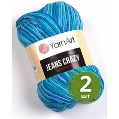 Пряжа YarnArt Jeans Crazy (Джинс Крейзи) - 2 мотка 8212 Голубой / василёк / бирюза 55% хлопок, 45% полиакрил, 50 г 160 м