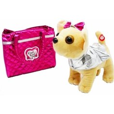 Мягкая игрушка собачка Чи Чи в сумочке розовой лает и скулит / Плюшевая собачка чичи / Детская игрушка Toy