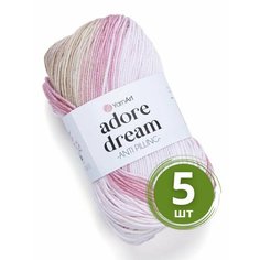 Пряжа YarnArt Adore Dream (Адоре Дрим) - 5 мотков 1051 Беж / белый / розовый, 100% акрил антипиллинг, 100 г 280 м