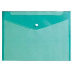 Папка-конверт на кнопке inформат (А4, 150мкм, пластик) прозрачная зеленая, 10шт. Informat