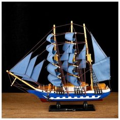 Корабль сувенирный средний «Всадник», паруса синие, микс, 43х8,5х39 см NO Name