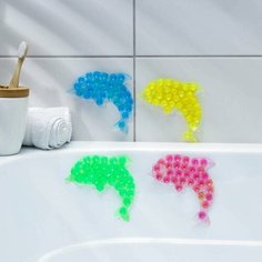 Мини-коврик для ванны «Дельфин», 11×12 см, цвет микс No Brand