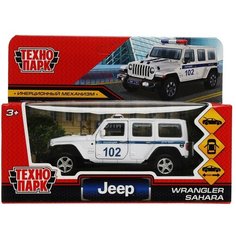 Машина Jeep Wrangler Sahara Полиция 12 см белая металл инерция Технопарк SAHARA5D-12POL-WH