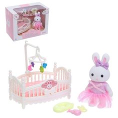 --- Набор игровой "Зайчик" с кроваткой, с аксессуарами, микс