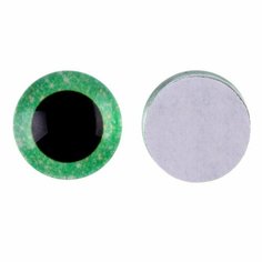 Глаза на клеевой основе, набор 10 шт, размер 1 шт. — 18 мм, цвет зелёный с блёстками Школа талантов