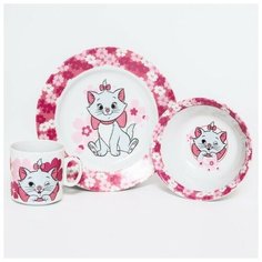 Набор посуды Мари, 3 предмета: тарелка 16,5 см, миска 14 см, кружка 200 мл, Коты Аристократы Нет бренда