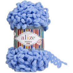 Пряжа Alize Puffy fine голубой (112), 100%микрополиэстер, 14,5м, 100г, 2шт