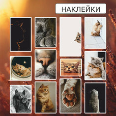 Набор наклеек, творчество, наклейки для блокнота, для ежедневника " Кошки и котики, милые мордочки " W Game