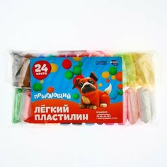 Пластилин легкий, прыгающий, набор 24 цвета, вес 1 цвета 10 гр, 3 инструмента Школа талантов