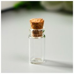 Декор для творчества стекло Бутылочка с пробкой, 2 мл, 2,5х1х1 см, 100 шт. Китай
