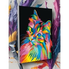 Картина по номерам Кот животные Котик с разными глазами Круто красим