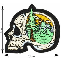 Нашивка, шеврон, патч (patch) на липучке Череп с лесом, размер 7,5*6 см, 1 шт. Rocknrolla