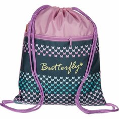 Мешок для обуви №1 School "Butterfly", 330х420 мм, карман (МО-20-2)