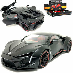 Металлическая машинка 1:24 Lykan Hypersport, инерционная, свет, звук / Черный Denco.Store